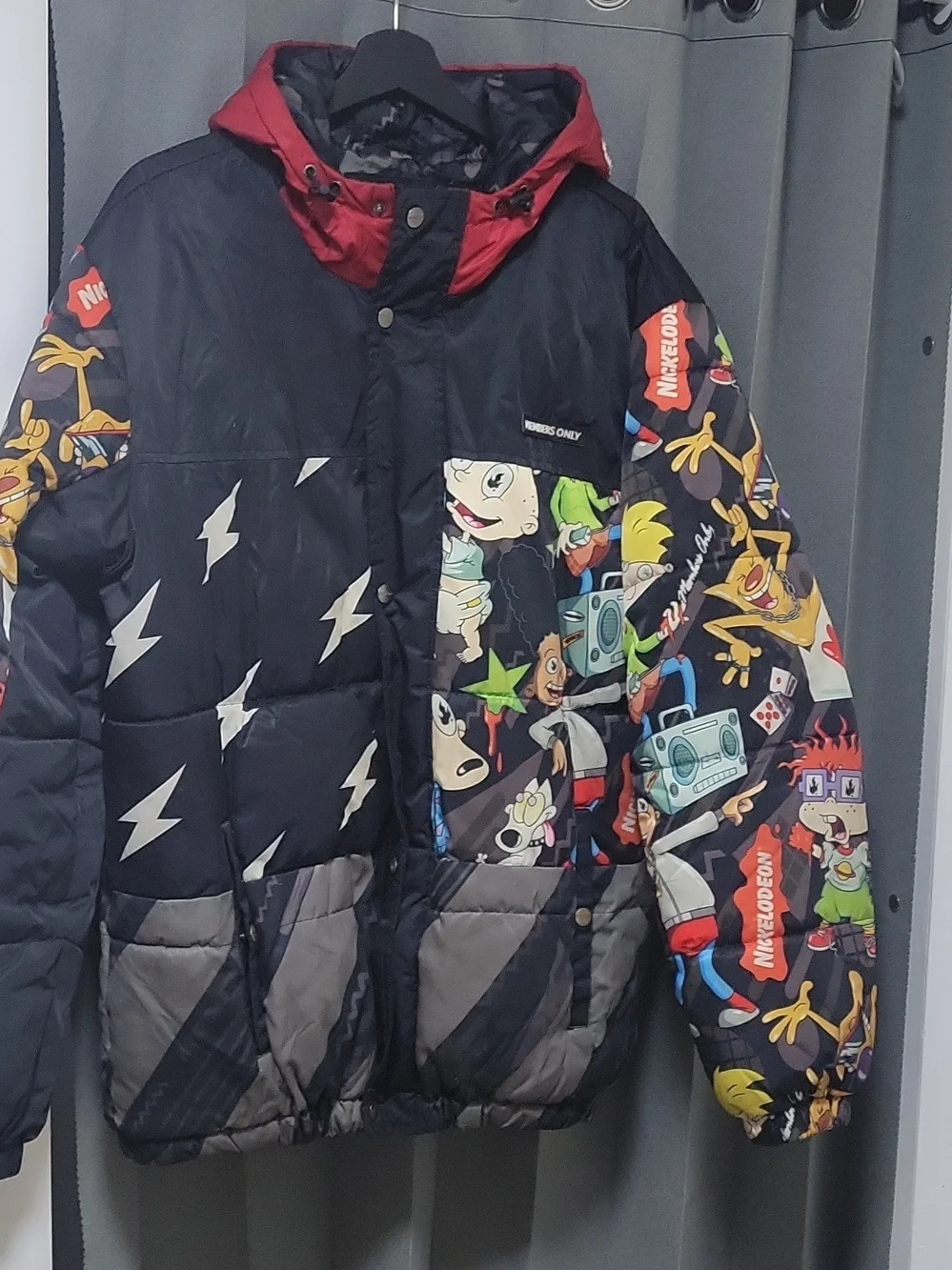Members Only Kids Black & Red Cartoon-Print Puffer Jacket